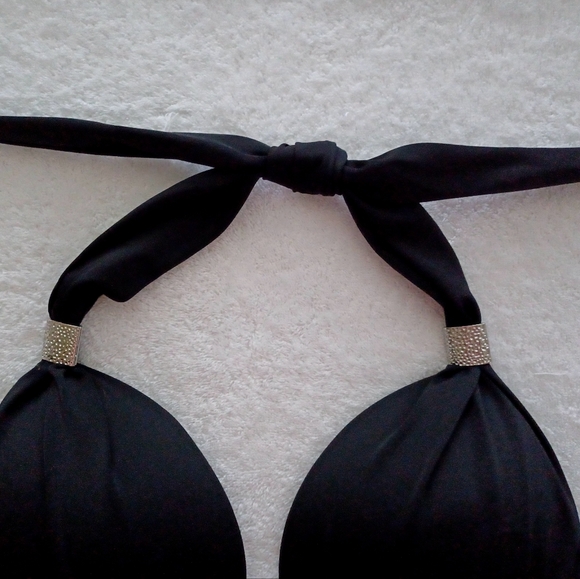 Venus Goddess Push-Up Black Halter Bikini Top, Size 32DDD/34DD/36D - Picture 8 of 13